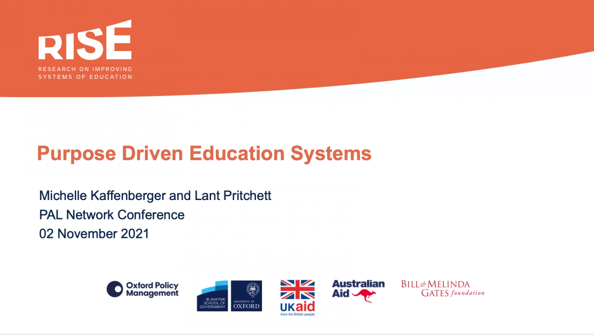 first slide of presentation on Purpose-Driven Education Systems