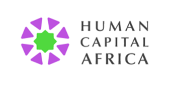 Human Capital Africa logo showing the picture of a flower with purple petals and a green pistil followed by the black writing “HUMAN CAPITAL AFRICA”.