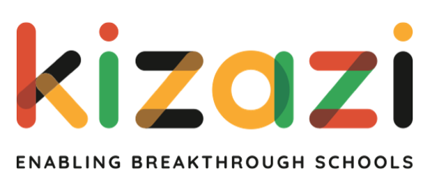 Kizazi logo showing the big writing 'kizazi' in orange, black, yellow and green above the smaller black writing 'ENABLING BREAKTHROUGH SCHOOLS'